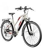 ZÜNDAPP Ebike Damen 28 Zoll Trekkingfahrrad | E Bike 8 Gänge 165-195 cm Elektro Fahrrad | E-Bike Elektrofahrrad mit hydraulischen Scheibenbremsen | Z810 (Antique White, 50 cm)