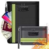 Feuerfeste und wasserdichte Tasche mit Schloss - 2 Stück Dokumentetasches, Brieftasche mit Zahlenschloss Feuerfeste Aktentasche für Passport、 Geld、 Zertifikate、 Vertrag und Wertsachen.