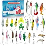 Angeln Adventskalender 2024, 24 Tage Angelausrüstung Weihnachten Countdown Adventskalender Barsch Fisch Köder Erwachsene Männer Teen Kids, Xmas Angeln Geschenk Adventskalender Topwater Lures, Minnow,