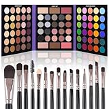 UCANBE Make Up Palette 86 Farben mit 15 Pinsel: Matte Schimmernde Lidschatten Palette Bunt Set, Highlight, Bronze-Puder, Powder Blusher, Langlebige Hohe Farbwiedergabe(02)