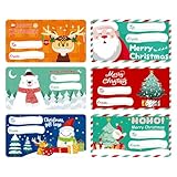 60 Blatt Weihnachtsanhänger-Aufkleber, 75 x 40 mm, Weihnachtsnamen, Geschenkanhänger, Etiketten, Aufkleber, selbstklebende Aufkleber für Geschenkkarten