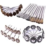 Drahtbürsten-Topfbürsten-Set, 40-teilig, 5 Bürstentypen, rotierende Bürsten aus Stahl-/Messingdraht, for Metall-, Holz- und Jadebearbeitung sowie Polierarbeiten