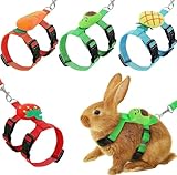 4 Sets Einstellbares Kaninchengeschirr und Leine Set, Kleintier niedliche Weste Geschirr Frettchen Geschirr Meerschweinchengeschirr Frettchen Leine mit Dekorationen für Hase Kätzchen Welpe