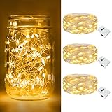 btfarm 3 Stück/3 Modi LED Lichterkette Batterie Klein, 2M 20LED Lichterkette mit Batterie, Mini Lichterketten Batteriebetrieben für Party, Weihnachten, DIY, Hochzeit, Innen Deko (Warm Weiß)