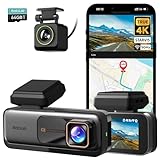 BOTSLAB Dashcam Auto Vorne Hinten, 4K Dashcam Auto GPS mit WiFi, Dual Autokamera mit 64GB SD Karte, ADAS, Nachtsicht, 170°Weitwinkel, WDR, 2,45' IPS, 24/7 Parküberwachung, Loop-Aufnahme