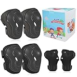 LANOVAGEAR Kinder Protektoren Set Schoner - Inliner Knieschoner Kinder – Schützer Set [6er] für Kinder Jugendliche, Schutzpolster mit Knieschoner, Ellenbogenschoner und Handgelenkschoner (Schwarz, XS)