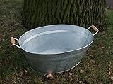 Deko-Impresion Große Zinkwanne, Pflanztopf, Zinkbottich, Blumentopf, Pflanzschale, 49 x 31 cm