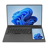 Cuifati Doppelbildschirm-Laptop mit 15,6-Zoll- und 7-Zoll-Full-HD-IPS-Touch-Display, Quad-Core-CPU, 16 GB LPDDR4-RAM, SSD-Antrieb, Tastatur mit Hintergrundbeleuchtung, Mehreren (16+2 TB