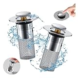 2er Abflussstopfen, Waschbeckenstöpsel, Abflusssieb für 34-40mm Abfluss Ablauf mit Sieb Abflussstopfen Waschbecken mit Haarsieb Stöpsel Waschbecken Badewannenstöpsel füR Aufsatzwaschbecken