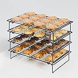 YOYIKKO 4 Kühlregale zum Kochen und Backen, 4 Etagen Abkühlgitter, zusammenklappbar, 26 x 41cm, kühle Chargen Kekse, antihaftbeschichtet und BPA-frei, ofen- und spülmaschinenfest (schwarz-78)