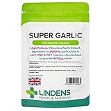 Lindens Hochdosierte Super-Knoblauch 6000 mg Kapseln | 120 Verpackung | Hochdosierter, geruchsloser Knoblauchextrakt, entspricht 6000 mg Knoblauchzehen in jeder Tageskapsel, standardisiert mit 4200 μg Allicin