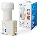 hb-digital Twin LNB (Test SEHR GUT *) LNC Kopf 2 Teilnehmer Direkt LTE Protected Satelliten Digital Sat Full HD TV 3D 4K UHD Kontakte vergoldet Wetterschutz Weiß White