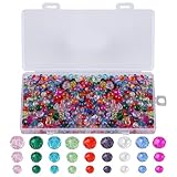 1000 Stk 8 mm/6 mm/4 mm Bunte Crackle Glasperlen, Bunte Bastelperlen mit Löchern, Runde Mixed Split Crackle Glass Lose Perlen zum Basteln von Halsketten, Armbändern, Schmuck