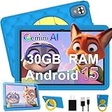 DMOAO Kinder Tablet 10 Zoll Android 15 mit 30GB RAM + 64GB ROM(2TB), 5G WLAN 6, Widevine L1, Elterliche Kontrolle, 8-Core, 6000 mAh, Kids Tablet mit Kinder Hülle Eva + 360° Drehbarer Ständer, Blau