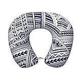HTTUP Blaues polynesisches Maori-Tribal-Muster, Reise-Nackenkissen, Memory-Schaum, Kopf-Nackenstütze für Flugzeuge, Autos, Zuhause, Büro