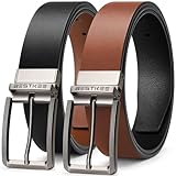 BESTKEE Gürtel Herren, Wendegürtel, Ledergürtel herren, 35mm Breit, Anzuggürtel, Jeansgürtel für Männer, Ideal für Herren Anzug Business Kleidu