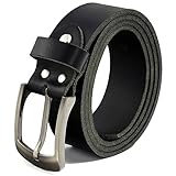 Fa.Volmer ® Gürtel Herren Ledergürtel aus Büffelleder für Männer Jeans Anzug Echtleder Schwarz 38mm breit kürzbar #10125 (Bundweite 90cm)