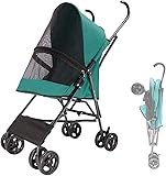 Haustier-Kinderwagen Für Kleine Hunde/Katzen Leichter Kinderwagen Für Haustiere Mit Regenschirmstruktur Welpen- Und Kätzchentransportwagen Atmungsaktive Hundekinderwagen Kinderwagen ( Color : Green )