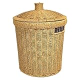 GLEAVI Mülleimer mit Deckel: Handgewebter Abfallkorb aus Rattan-Imitat – Mülleimer aus Korbgeflecht für Schlafzimmer, Küche, Wäscherei, Toilette, groß