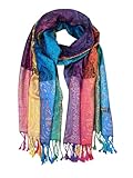 KARMA.DIEM Damen Schal Marokko Regenbogen Farben Pashmina - XXL 180 x 60 cm Bunt/Mehrfärbig Pride - LGBT Q