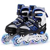 Inline Skates für Kinder Jungen Mädchen Anfänger, 4 Size verstellbare Rollschuhe mit Light Up Rollen. (S (EU28-32)) / (CN 31-34)