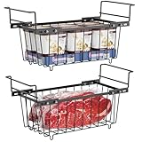 iSPECLE Gefrierkörbe für Gefriertruhe - 2er Klein Hängender Gefrierkorb mit Griffen für 198L Truhengefrier, Gefriertruhe Organizer Schafft Mehr Platz, Einfach zum Sortieren und Essen bekommen, Schwarz