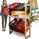 STAHLMANN® Getränkekistenregal für 4 Kisten [GEEIGNET FÜR Jede KISTENSORTE] - Robustes Getränkeregal aus hochwertigem Kiefernholz - Standfestes Kistenregal Made IN Europe