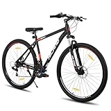 Hiland 29 Zoll Mountainbike, Aluminiumrahmen 21 Gang Schaltung MTB mit Scheibenbremse Federgabel, Mountainbike für Männer Schwarz