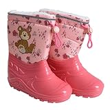ESTEXO Kinder Gummistiefel Regenstiefel Thermostiefel Mädchen Jungen gefüttert Pink Bär 26