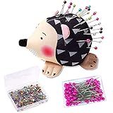 NNY Inc 1 Stück Nadelkissen Igel Form Pin Halter, 200 Stücke Bunte Kopfnadeln DIY Sewing Craft Werkzeug für Handarbeiten (Igel)