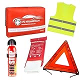 VENTON KFZ & BUS Sicherheitsset/Caravan/Garage Kombiset, Notfall Set, Überlebens Kit | Erste Hilfe Set DIN 13164 | Verbandtasche, Warnweste, Warndreieck, Feuerlöscher, Feuerlöschdecke