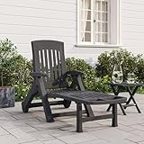 Xichuzi Klappliege mit Rollen Anthrazit PP, Sonnenliege, Gartenliege, Liegestuhl, Liegestühle, Sonnenschutz Garten, Terrassenliege, Strandliege