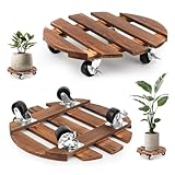 NVIYAM 2 Stück Pflanzenroller, 30cm Rund Rollbrett Pflanzen, Pflanzenroller Outdoor Wetterfest, Blumentopf Untersetzer mit Rollen, Heavy Duty Outdoor Rollbrett Pflanzen Blumenroller