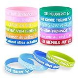 HOKYYCC 24 Stück Motivationsarmbänder Kinder Deutschland, 6cm Silikon Armband Kinder, kleine geschenke für kinder, Abschiedsgeschenk Schüler Grundschule
