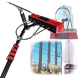 Fensterwischer, Reinigung von Photovoltaik- und Solarmodulen, verlängertes Bürstenset für Fensterreinigungsstange, wassergespeistes Stangenset mit Schlauchbrause, mit Schaber (30 cm Bürstenkopf), 6 m