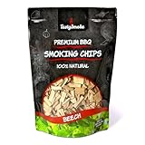 TastySmoke® Hochwertige Räucherchips Buche – 100% natürliches Holz für intensives Raucharoma, ideal für BBQ, Smoker, Grill – 750g Räucherholz für Fleisch, Fisch, Gemüse