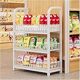 Suixtil Snack-Regal für Supermarkt mit 3/4/5 Ebenen & Haken - Metalldraht Display-Ständer für Süßigkeiten, Obst, Gemüse (Hängend & Groß)(3 Tier 89x27x50cm)