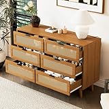 Kommode mit 6 Schubladen, Sideboard Schubladenschrank aus Holz, Schubladenkommode mit Metallgriffe, für Schlafzimmer, Wohnräume, Büro, Sideboard Highboard mit viel Stauraum, Maße: B120/H76.5/T40 cm