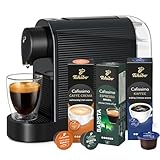 Tchibo Cafissimo „Pure plus“ Kaffeemaschine Kapselmaschine inkl. 30 Kapseln für Caffè Crema, Espresso und Kaffee | 0,8l | 1250 Watt | 11,9 x 33,7 x 24 cm | Schwarz
