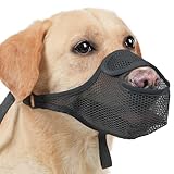 Schwarzer patentierter Netzmaulkorb für Hunde, Größe L – weicher Mundschutz für große, mittelgroße und kleine Hunde, verhindert Beißen, Kauen, Fressen, Frontöffnung ermöglicht Trinken und Hecheln
