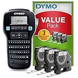 DYMO LabelManager 160 Tragbares Beschriftungsgerät Starter-Set | Etikettiergerät mit QWERTZ Tastatur & Einfache Textbearbeitung | mit 3 Rollen | für D1 Etiketten in 6, 9 und 12mm Breite