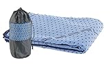 PEARL Sports Yogahandtuch: 2in1-Mikrofaser-Yoga-Handtuch & Auflage, saugfähig, rutschfest, blau (Yogatuch, Handtuch für Gymnastikmatte, Outdoor unterwegs)