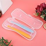 2pcs Siliconlöffel, 2pcs Setze Weiche Spitze für Babys über Löffel, Baby mit Kiste 4 Monate Altes Gelbgrün über Monate Alt (Gelb/Blau)