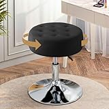 Ckaff Schminkhocker, Barhocker Schminktisch Hocker Höhenverstellbar Drehbar, Breiter Bürohocker aus Samt Rund Badhocker Arbeitshocker Küchenhocker für Schlafzimmer Wohnzimmer Bar, Schwarz