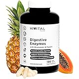 Verdauungsenzyme. 180 vegane Kapseln für eine 6-monatige Kur. Amylase, Protease, Laktase, Lipase, Cellulase, Bromelain und Papain. Hergestellt von HIVITAL
