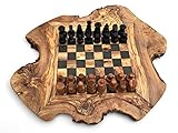 Generisch Schachspiel rustikal, Schachbrett Gr. M inkl. Schachfiguren, Olivenholz, Handarbeit - Brettspiel - Schachspiel - ab 8 Jahren