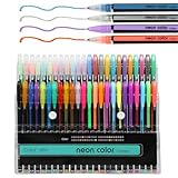 RMIVEGLIA 48-teiliges Gelstifte Set mit Gelschreibern – 12 Metallisch, 12 Glitzer, 12 Neon und 12 Wasserkreide – ideal zum Zeichnen, Schreiben und für Malbücher – gelstifte glitzer