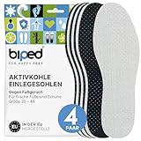 biped 4 Paar Aktivkohle Einlegesohlen gegen Schweissfüsse - zur Klimaregulierung, für frische Schuhe und Füße - komfortable Schuheinlagen - ultraleicht und handwaschbar z2727(43)