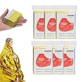 YADOBIG 6 Stück Rettungsdecke, 160 x 210cm Rettungsdecke Gold Silber für Outdoor, Wandern, Überleben, Kälte, Hitzeschutz, Wasserdicht, Wiederverwendbar Notfalldecke