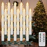 Eldnacele 20er LED Lichterkette Kerzen mit Fernbedienung, Timer und Dimmer, Kabellos Kerzenlichter mit Clip, Flammenlose Weihnachtskerzen für Tannenbaum Weihnachtsbaum, Hochzeit, Geburtstags, Party